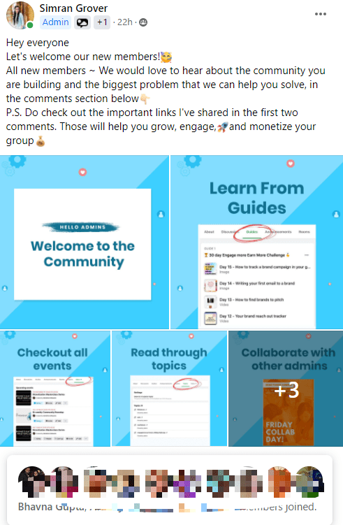 welcome post for facebook group examples